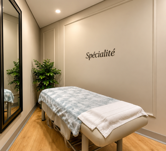 Sala de tratamentos de estética da Clínica Spécialité em Braga