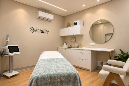 Sala de tratamentos de estética facial da Clínica Spécialité